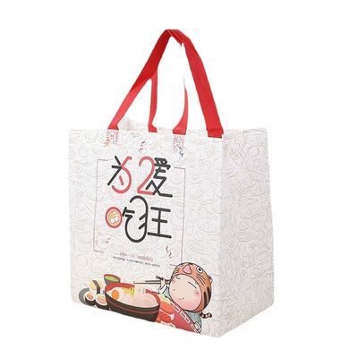 주문 손잡이가 있는 맞춤형 래미네이트 직물무늬 음식 가방 online manufacture
