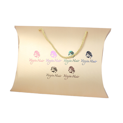 주문 Custom Luxury Gold Pillow Boxes with Handle for Wigs – Premium Hair Extension Gift Packaging online manufacture