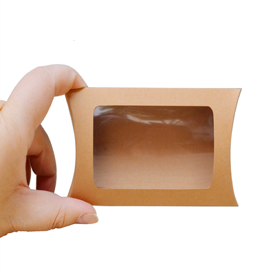 주문 Custom Printed Kraft Paper Pillow Boxes with Window – Eco-Friendly Packaging for Gifts & Retail online manufacture