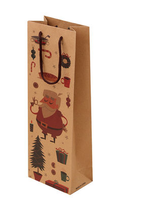 면 핸들 대량과 맞춘 인쇄된 갈색인 크라프트 지 와인 선물 가방